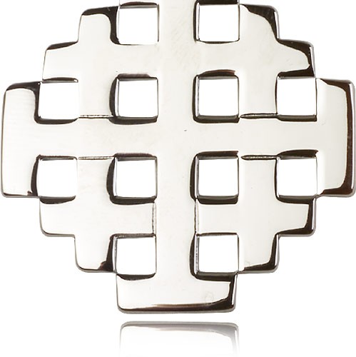 Cross Pendant, Sterling Silver - 24" 2.4mm Rhodium Plate Endless Chain