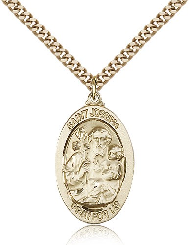 St. Joseph Medal, Gold Filled - 24" 2.4mm Gold Plated Endless Chain