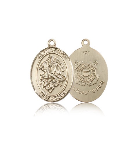 St. George Coast Guard Medal, 14 Karat Gold, Medium - 14 KT Yellow Gold