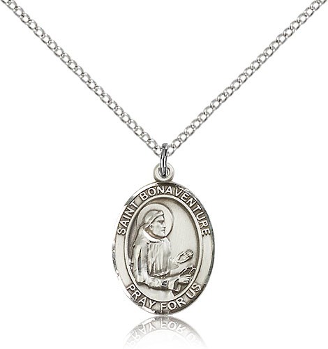 St. Bonaventure Medal, Sterling Silver, Medium - 18" 1.2mm Sterling Silver Chain + Clasp
