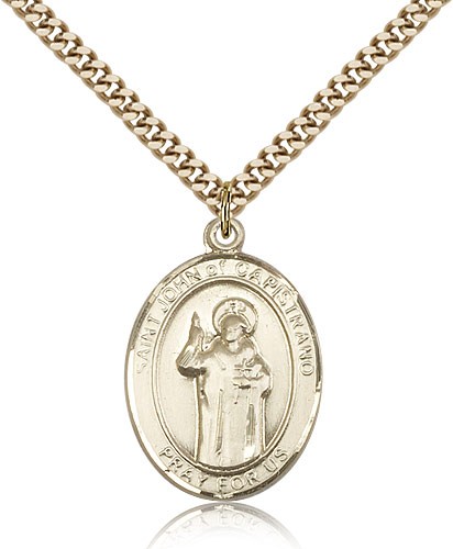 St. John of Capistrano Medal, Gold Filled, Large - 24" 2.4mm Gold Plated Chain + Clasp