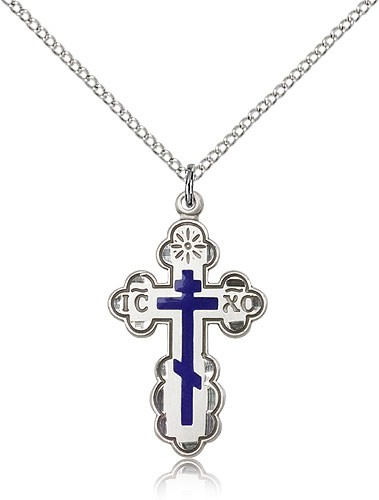 St. Olga Cross Pendant, Sterling Silver - 18" 1.2mm Sterling Silver Chain + Clasp