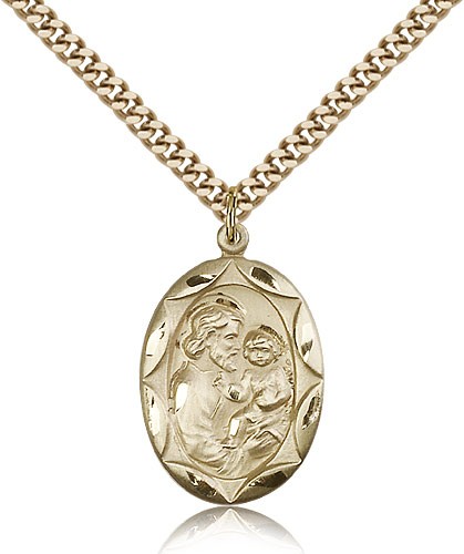 St. Joseph Medal, Gold Filled - 24" 2.4mm Gold Plated Endless Chain