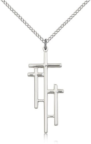 Cross Pendant, Sterling Silver - 18" 1.2mm Sterling Silver Chain + Clasp