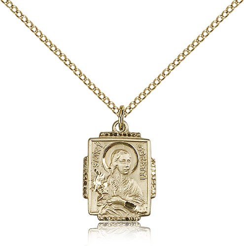 St. Maria Goretti Medal, Gold Filled - Gold-tone
