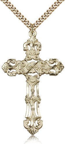 Cross Pendant, Gold Filled - 24" 2.4mm Gold Plated Endless Chain
