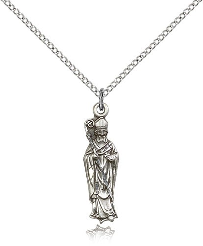 St. Patrick Medal, Sterling Silver - 18" 1.2mm Sterling Silver Chain + Clasp