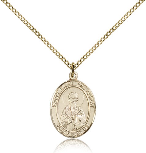 St. Basil the Great Medal, Gold Filled, Medium - Gold-tone