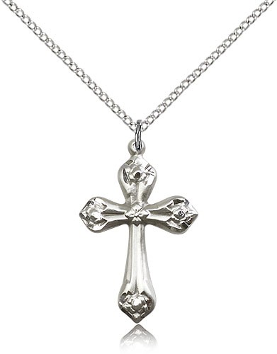 Cross Pendant, Sterling Silver - 18" 1.2mm Sterling Silver Chain + Clasp
