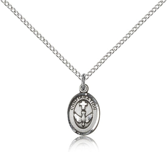 Confirmation Medal, Sterling Silver - 18" 1.2mm Sterling Silver Chain + Clasp