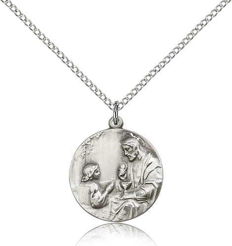 St. Christopher Medal, Sterling Silver - 18" 1.2mm Sterling Silver Chain + Clasp