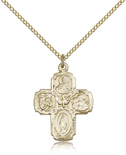 4 Way Cross Pendant, Gold Filled - Gold-tone