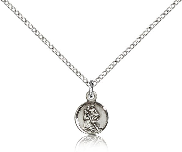 St. Christopher Medal, Sterling Silver - 18" 1.2mm Sterling Silver Chain + Clasp