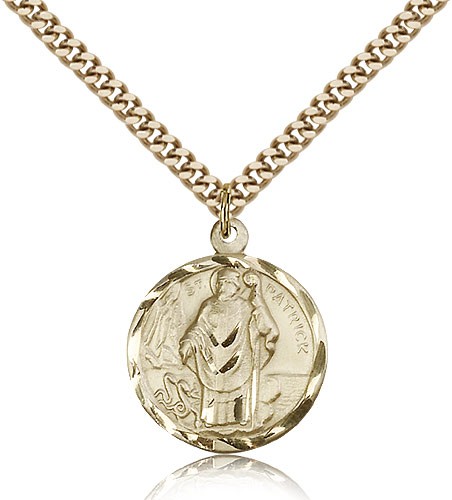 St. Patrick Medal, Gold Filled - 24" 2.4mm Gold Plated Endless Chain