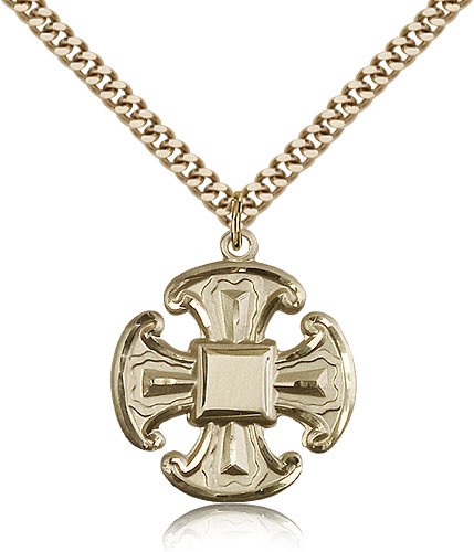 Cross Pendant, Gold Filled - 24" 2.4mm Gold Plated Endless Chain