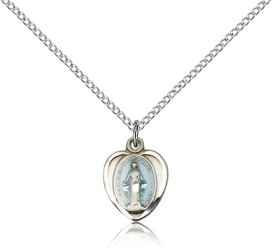Miraculous Medal, Sterling Silver - 18" 1.2mm Sterling Silver Chain + Clasp