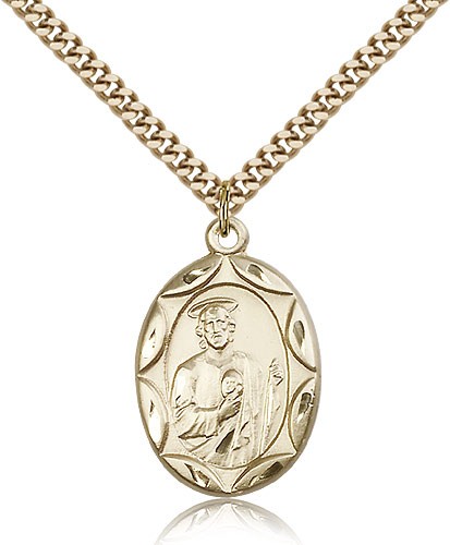 St. Jude Medal, Gold Filled - 24" 2.4mm Gold Plated Endless Chain