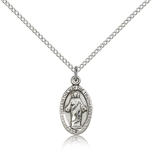 Scapular Medal, Sterling Silver - 18" 1.2mm Sterling Silver Chain + Clasp