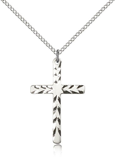 Cross Pendant, Sterling Silver - 18" 1.2mm Sterling Silver Chain + Clasp