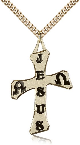 Cross Pendant, Gold Filled - 24" 2.4mm Gold Plated Endless Chain