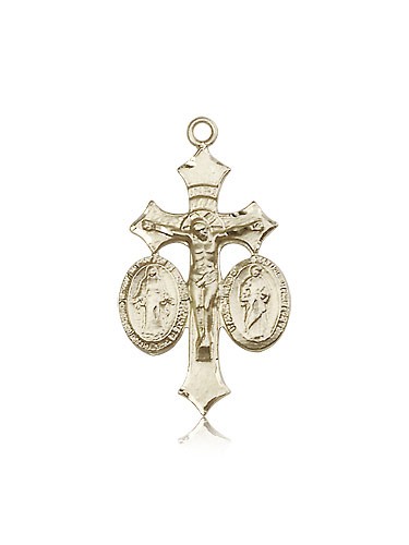 Jesus, Mary and Joseph Medal, 14 Karat Gold - 14 KT Yellow Gold