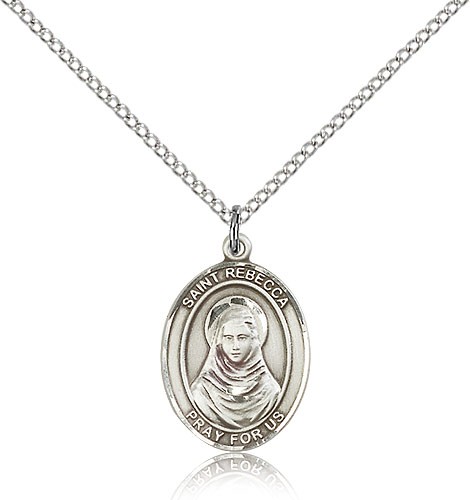 St. Rebecca Medal, Sterling Silver, Medium - 18" 1.2mm Sterling Silver Chain + Clasp
