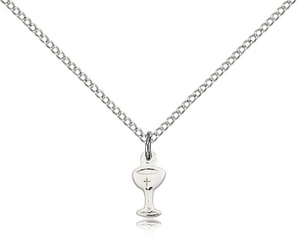 Chalice Medal, Sterling Silver - 18" 1.2mm Sterling Silver Chain + Clasp