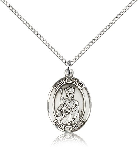 St. Louis Medal, Sterling Silver, Medium - 18" 1.2mm Sterling Silver Chain + Clasp