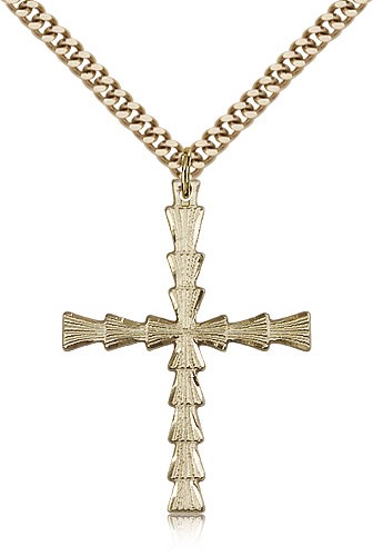 Cross Pendant, Gold Filled - 24" 2.4mm Gold Plated Endless Chain