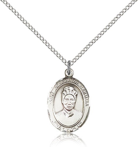 St. Josephine Bakhita Medal, Sterling Silver, Medium - 18" 1.2mm Sterling Silver Chain + Clasp