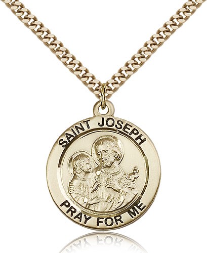 St. Joseph Medal, Gold Filled - 24" 2.4mm Gold Plated Endless Chain