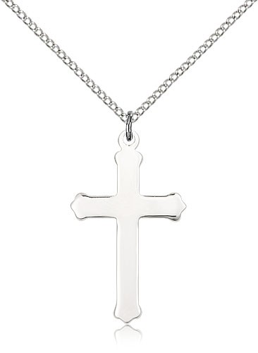 Cross Pendant, Sterling Silver - 18" 1.2mm Sterling Silver Chain + Clasp