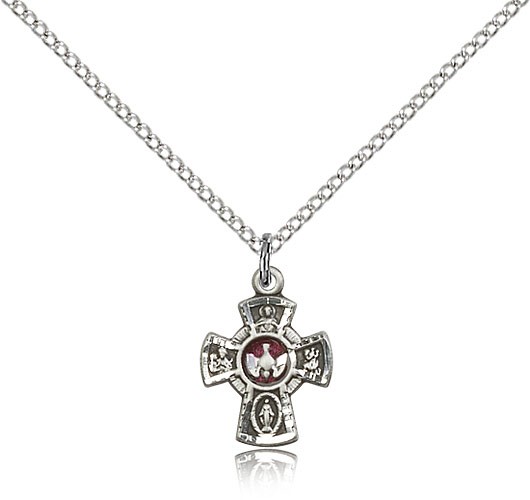 5 Way Cross Pendant, Sterling Silver - 18" 1.2mm Sterling Silver Chain + Clasp