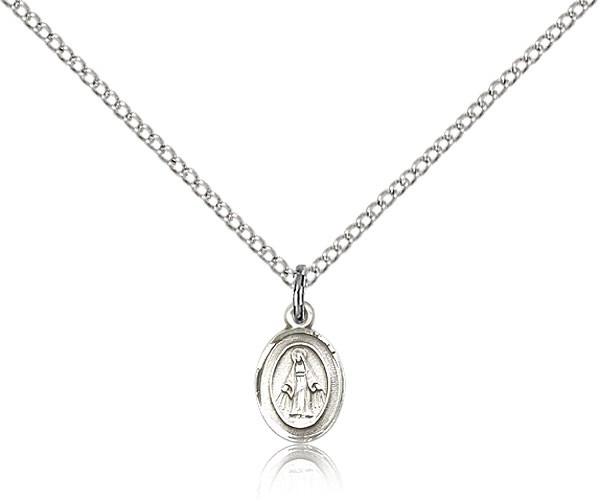 Miraculous Medal, Sterling Silver - 18" 1.2mm Sterling Silver Chain + Clasp