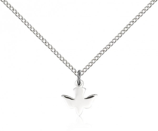 Holy Spirit Medal, Sterling Silver - 18" 1.2mm Sterling Silver Chain + Clasp