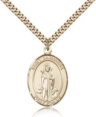 St. Barnabas Medal, Gold Filled, Large - 24" 2.4mm Gold Plated Chain + Clasp