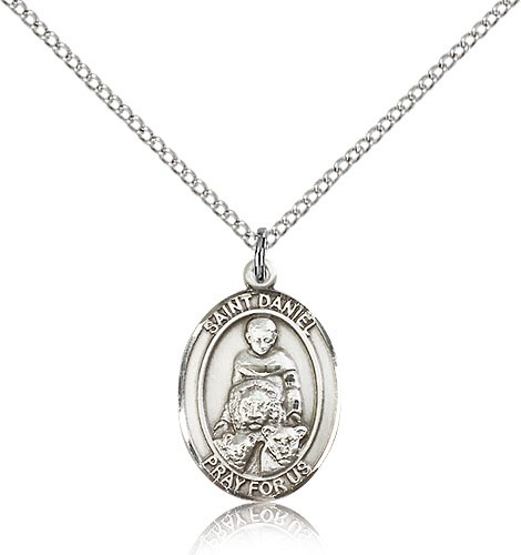 St. Daniel Medal, Sterling Silver, Medium - 18" 1.2mm Sterling Silver Chain + Clasp