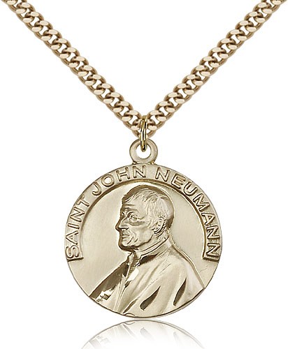 St. John Neumann Medal, Gold Filled - 24" 2.4mm Gold Plated Endless Chain