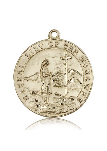 St. Kateri Medal, 14 Karat Gold - 14 KT Yellow Gold