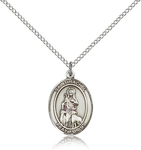 St. Rachel Medal, Sterling Silver, Medium - 18" 1.2mm Sterling Silver Chain + Clasp