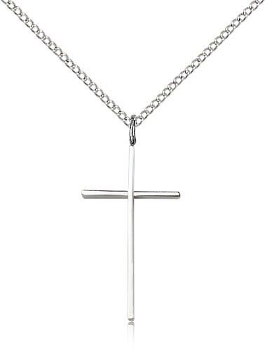 Cross Pendant, Sterling Silver - 18" 1.2mm Sterling Silver Chain + Clasp