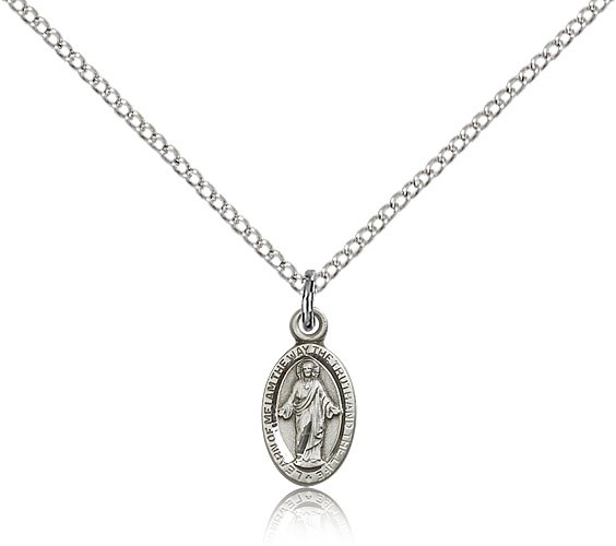 Scapular Medal, Sterling Silver - 18" 1.2mm Sterling Silver Chain + Clasp