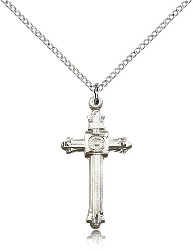 Cross Pendant, Sterling Silver - 18" 1.2mm Sterling Silver Chain + Clasp