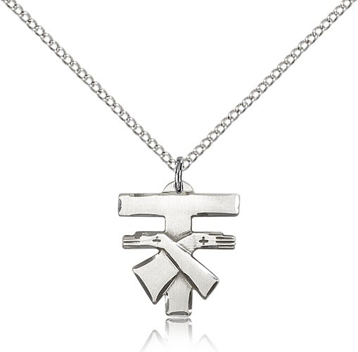Franciscan Cross Pendant, Sterling Silver - 18" 1.2mm Sterling Silver Chain + Clasp