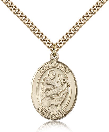 St. Jason Medal, Gold Filled, Large - 24" 2.4mm Gold Plated Chain + Clasp