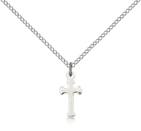 Cross Pendant, Sterling Silver - 18" 1.2mm Sterling Silver Chain + Clasp
