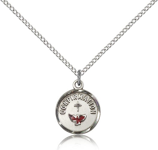 Confirmation Medal, Sterling Silver - 18" 1.2mm Sterling Silver Chain + Clasp
