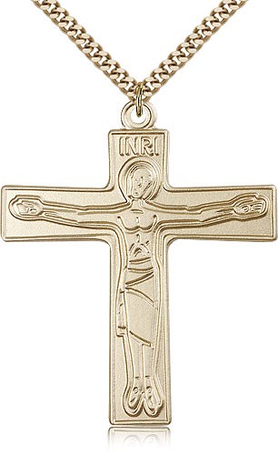 Cursillio Cross Pendant, Gold Filled - 24" 2.4mm Gold Plated Endless Chain