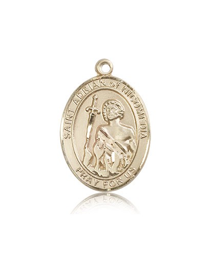 St. Adrian of Nicomedia Medal, 14 Karat Gold, Large - 14 KT Yellow Gold