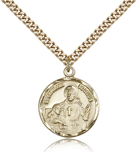 St. Camillus of Lellis Medal, Gold Filled - 24" 2.4mm Gold Plated Endless Chain